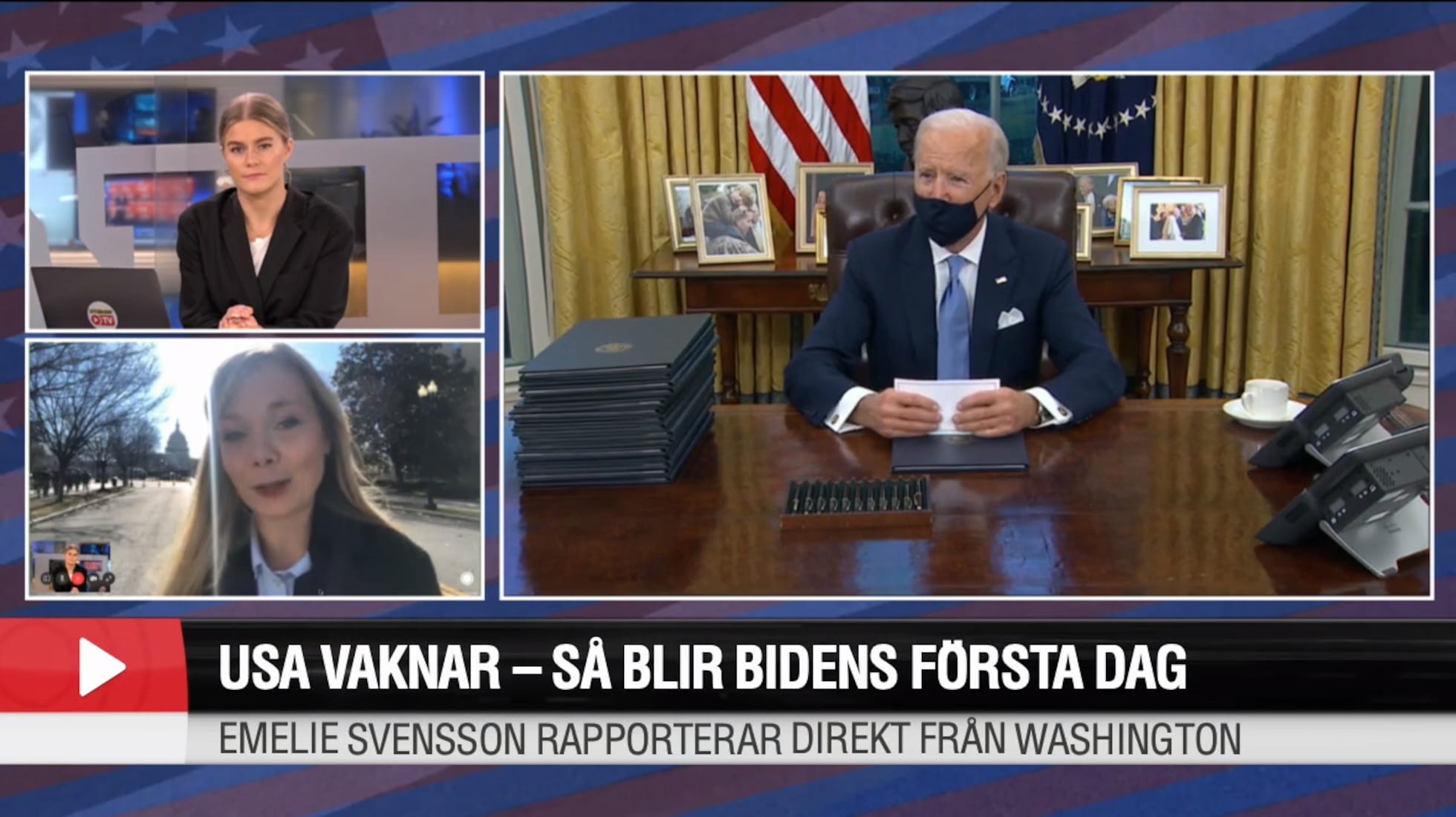 USA vaknar så blir Bidens första dag som president