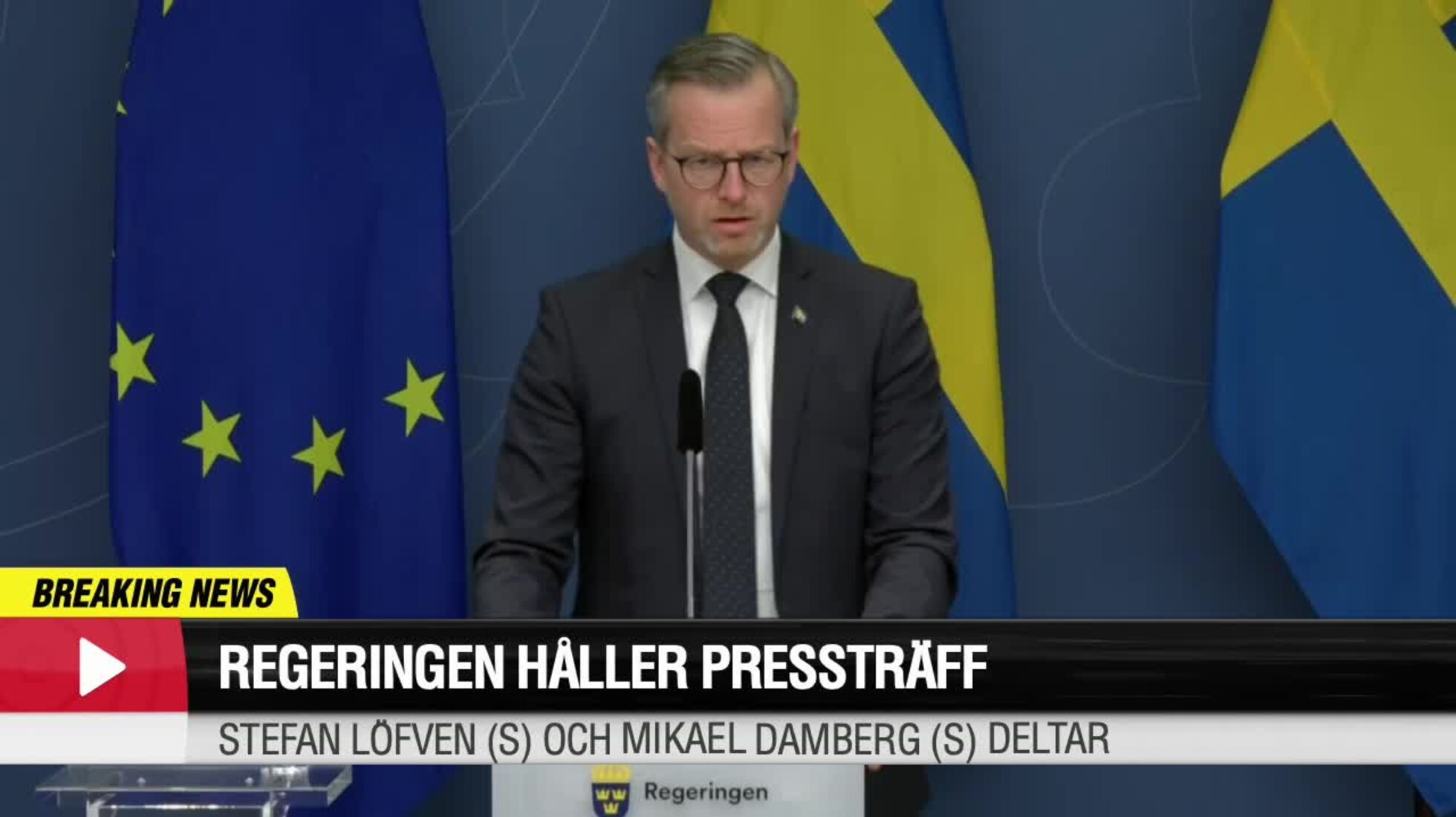 Stefan Löfven och Mikael Damberg höll pressträff om atta...