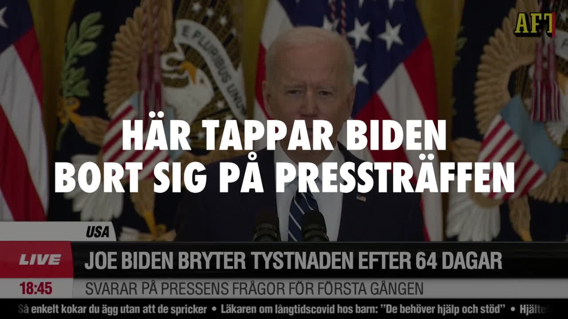 Här tappar Biden bort sig på pressträffen: ”Eeeh förlåt....